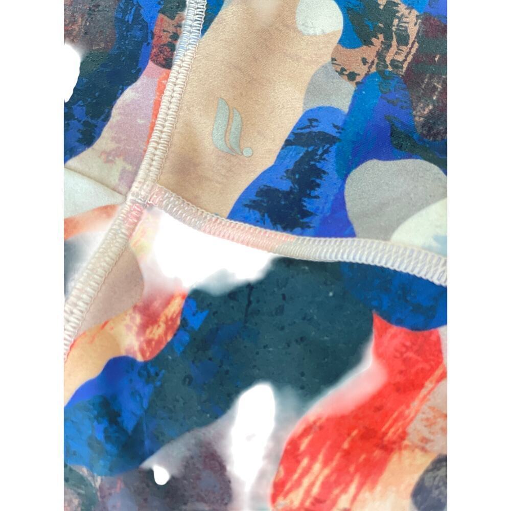 FABLETICS HIGH WAISTED LEGGINGS SZ SMALL ROYAL BLUE ORANGE CAMO PHONE POCKET - Picture 12 of 16